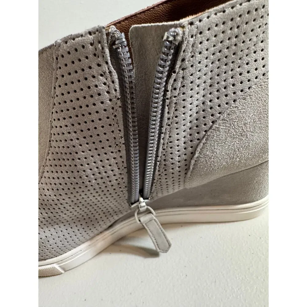 Linea Paolo sneaker suede gray open weave wedge  bootie zip ankle Sz 6M